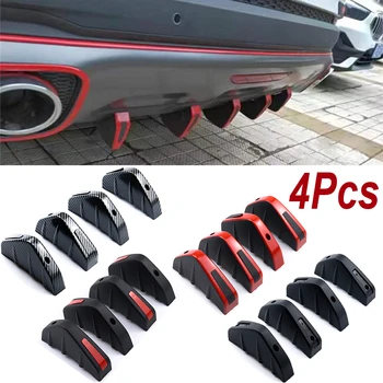4pcs Raudona Juoda Universaliųjų Automobilių Anglies Pluošto Modelis Modifikuotų Ryklių Pelekų Galinis Spoileris Automobilio Galinio Buferio Lip Difuzorius susidūrimų vengimo