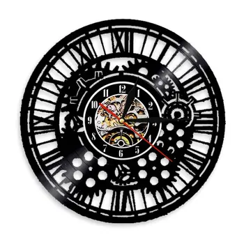 Įrankių Steampunk Sieninis Laikrodis Dekoratyvinis Žiūrėti Derliaus Vinilo Įrašas Kabinti Tyliai Laikrodis Dviratininkas Dviračių Gerbėjas Dantračių Dovanų Rankų Darbo
