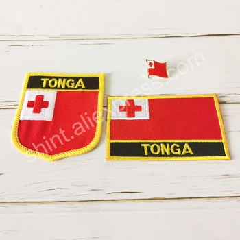 Tonga Nacionalinės Vėliavos Siuvinėjimo Pleistrai Ženklelis Shield Ir Kvadrato Formos Pin Vieną Rinkinį Apie Audinio Raištį Kuprinė Dekoracija Dovanos