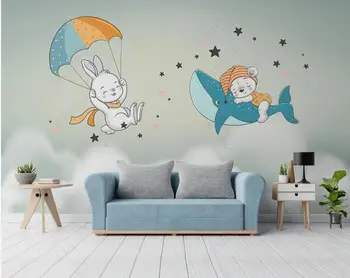 Custom freskos 3d foto tapetai, Cartoon rankų parengtos kūrybinės dangaus gyvūnų, vaikų kambario, namų dekoro tapetų sienos, 3 d