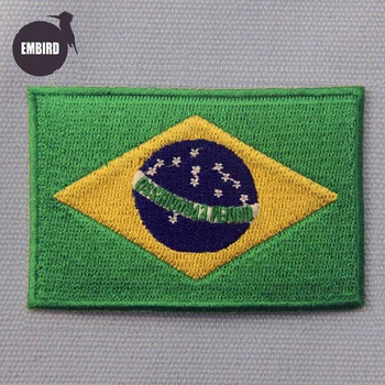 Embird pleistrai eco-friendly lopai drabužių geležies Fiag Brazilijos, kaip nuotraukos rodo, siuvinėjimas, aplikacijos, skirtos šluostės aplikacijos