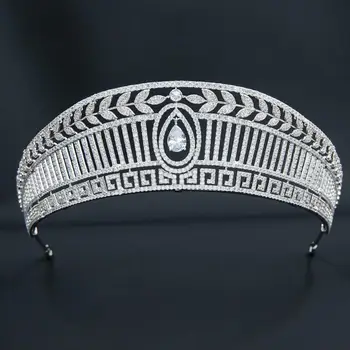 Kubinių Zirconia Royal Replika Tiara, Vestuvių,Crystal Queens Rožančiai vainikėliu Nuotaka Plaukų Aksesuarai CH10356