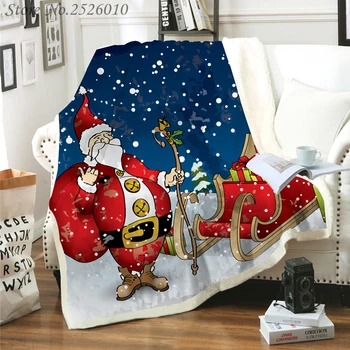 Mesti antklodę Merry Christmas 3D Aksomo Pliušinis Antklodė Lovatiesė Vaikams Mergaitėms Sherpa Sofos Antklodė Antklodė Padengti Kelionės 03