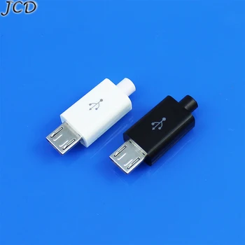 JCD 10Set/daug Mikro USB į 4 Pin Male jungtis plug 4P suvirinimo Duomenų OTG eilutės sąsaja 