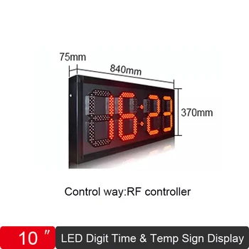 10 colių Skaitmenų LED Ekranas Lauko Vandeniui Raudona Spalva 88:88 LED Skaitmeninis Laikrodis LED Sieninis Laikrodis RF valdytojas Aliuminio rėmas