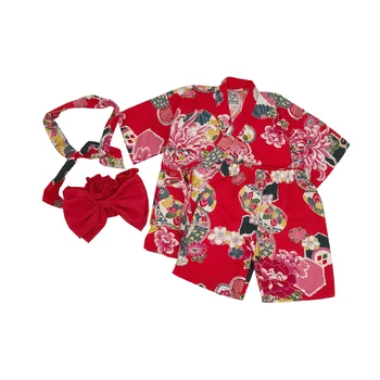 4PCS Vaikų Japonų Kimono Stiliaus Merginos prakaitavimas Namų Yukata Medvilnės Kostiumas Vaikams Sleepwear Kimono Apatiniai Pijamas Z950