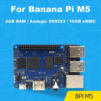 Dėl Bananų Pi BPI M5 Amlogic S905X3 Quad Core, 4GB LPDDR4+16GB EMMSP Vystymo Lenta Su Atveju+Vėsinimo Ventiliatorius+4X Šilumos Kriaukle