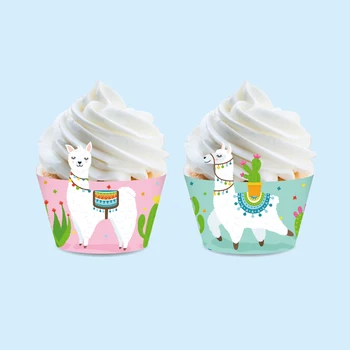 Kawaii Alpaka Kaktusas Tortas Sienų Dekoracijas, Animacinių Filmų Gyvūnų Cupcake Wrapper Baby Shower Vaikai Su Gimtadieniu Keksiukų Dekoravimo