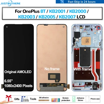 Originalus AMOLED Už OnePlus 8T KB2001 KB2000 KB2003 KB2005 KB2007 Pantalla lcd Ekranas Touch Panel Ekrano skaitmeninis keitiklis Asamblėjos LCD