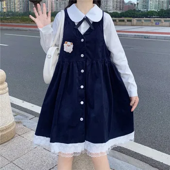 2021 Naujas Japonų Stiliaus Minkštas Mergina Saldus Mielas Nėrinių Suknelė Marškiniai, Peteliškė Studentų Kostiumas Ilgomis Rankovėmis Moteriška Rudens