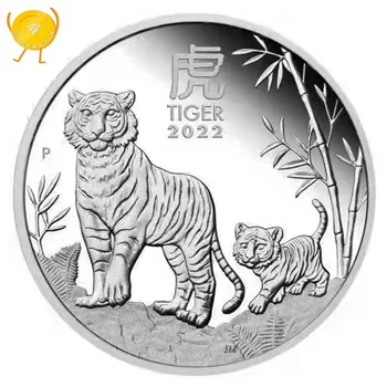 2022 Tigras Progines monetas, Kinų Zodiako Sidabro Monetų Kolekcionieriams Metų Tigras Naujųjų Metų Sidabrinės Monetos