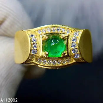 KJJEAXCMY fine jewelry gamtos Smaragdas 925 sterlingas sidabro naujas reguliuojamas brangakmenio vyrų žiedas paramos bandymo prabangus klasikinis