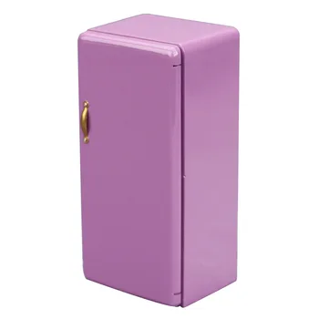 1:12 Violetinė Lėlių Mini Šaldytuvas, Mini Medienos Šaldytuvas Lėlių Namelio Baldai, Prietaisų Priedai