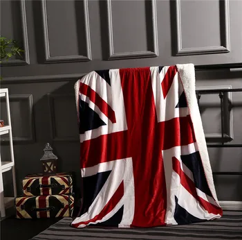 Patalynė, didžiosios Britanijos Vėliava/American Flag Ėriukų Vilnos Dvigubo sluoksnio Antklodės Oro Kondicionierius, Sofa-Vilnos Antklodė Mesti Antklodę, 130x160cm