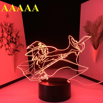 Anime Pav Magija Graži Mergina 3D LED Lempos, Namų Puošybai Lempa USB Sąsają Kraunama Miegamojo Mažas Naktį Šviesa 7 Spalvų