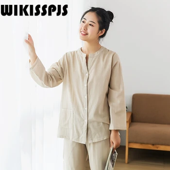 Moterų Pižama Housewear ilgomis Rankovėmis ir Kelnės Japonų Medvilnės Ištaigingas Dėvėti Pižama Paauglių Mergaičių Sleepwear Moterų Medvilnės