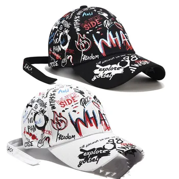 Naujos Mados, KAS Grafiti spausdinimo Beisbolo kepuraitę Lauko medvilnės Atspalvį Skrybėlę vyrų, moterų, Vasaros, Laisvalaikio Kepurės reguliuojamas skrybėlę Pora skrybėlę